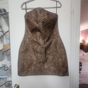 Forever 21 Strapless Brown Studded Dress